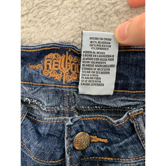 Women's REVOLT 7/8 Denim Blue Jeans 5 Pocket Design Straight Leg Cut Stonewash - Picture 5 of 10